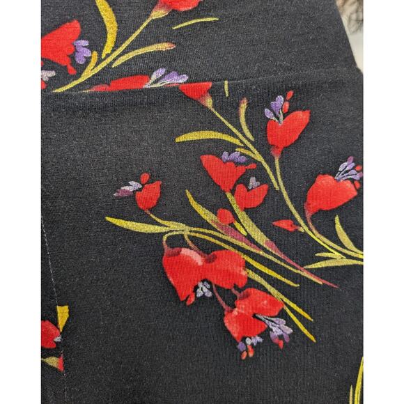 NEW Salaam Flappy Black & Bold Red Floral A-Line Flowy Stretch Skirt Size XL - Picture 9 of 9